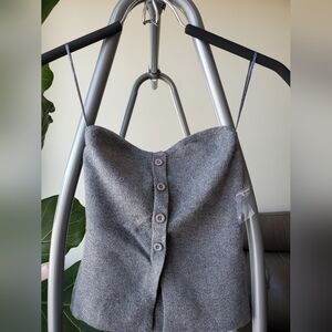 Gray Knit Strapless Top